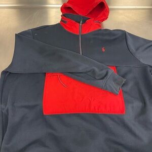 Polo by Ralph Lauren Navy and Red Half-Zip Hoodie